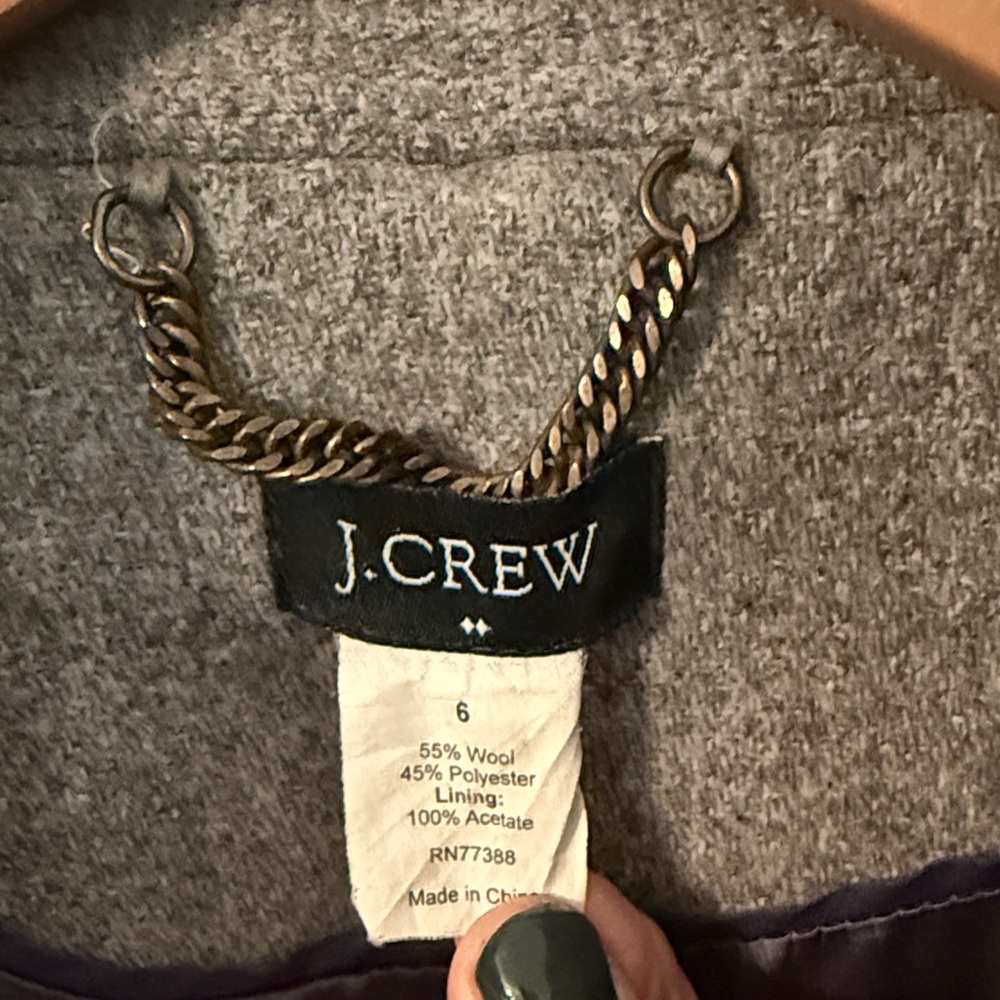 J. Crew Gray Wool Coat. Size 6. - Picture 4 of 10